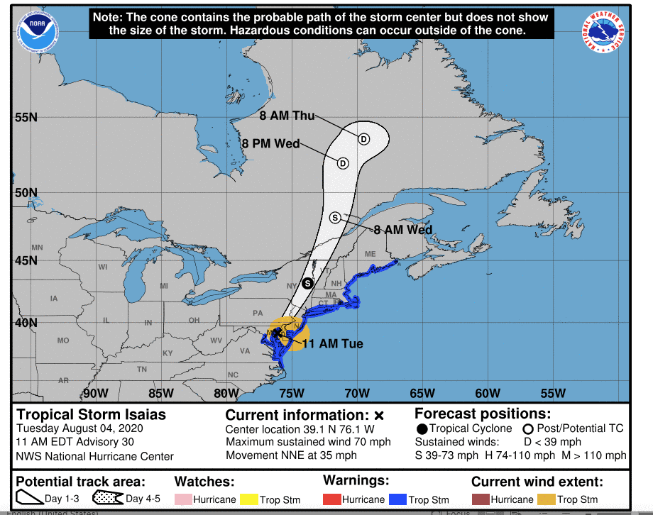 The Latest on Tropical Storm Isaias