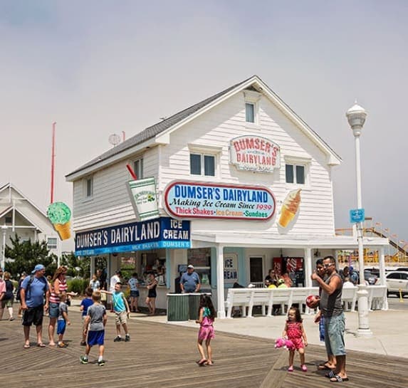 dumsers on the boardwalk in ocean city md