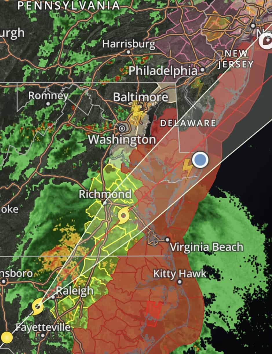 Tropical Storm Elsa near Ocean City