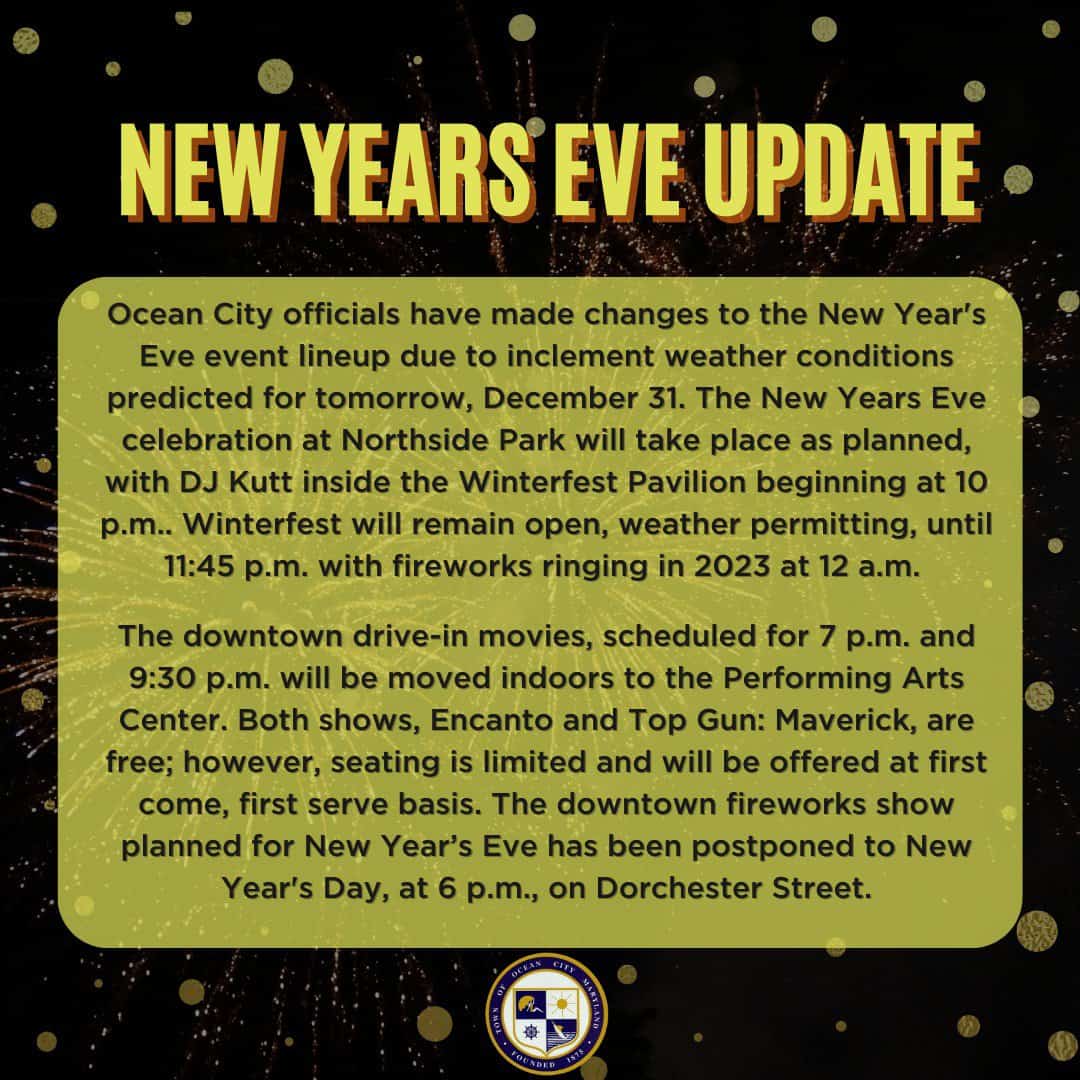 Ocean City New Year’s Celebrations Continue with a Twist Due to Inclement Weather