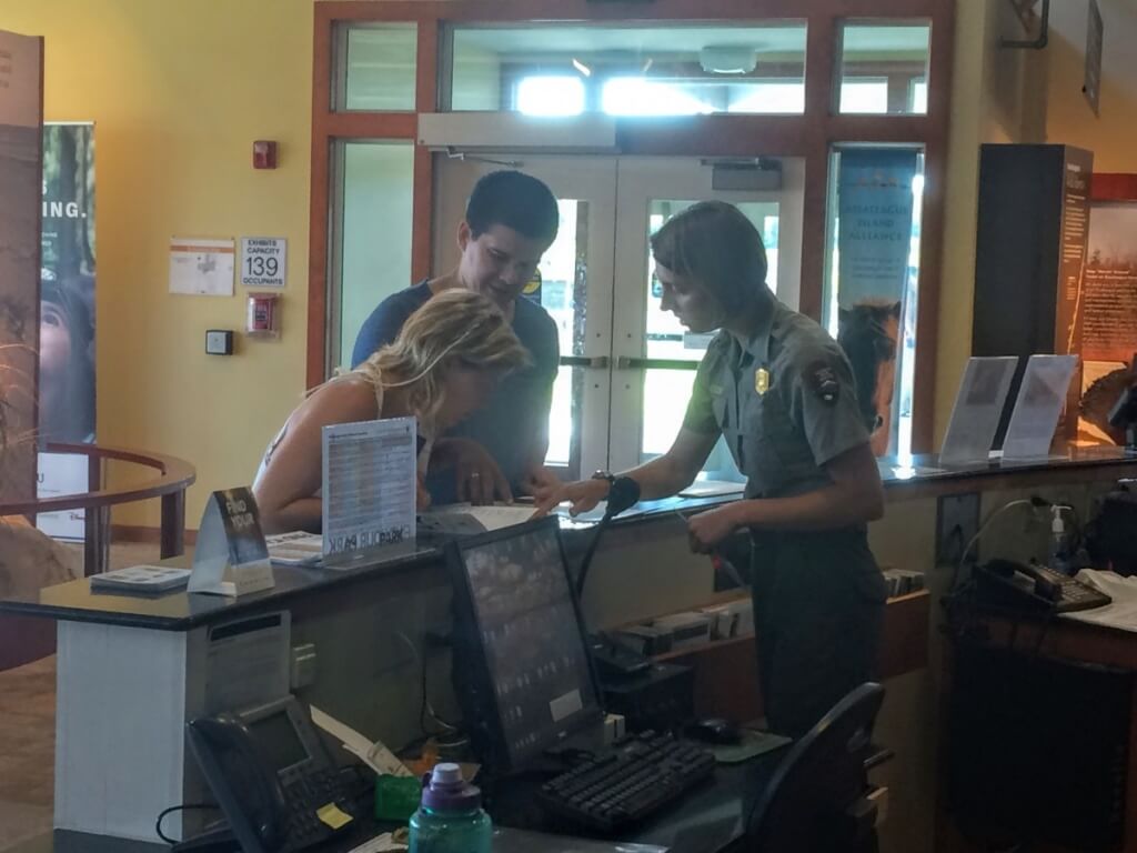 People stop in all day for directions and information about the park as well as the local area. The National Park Ranger interpreters always are helpful.