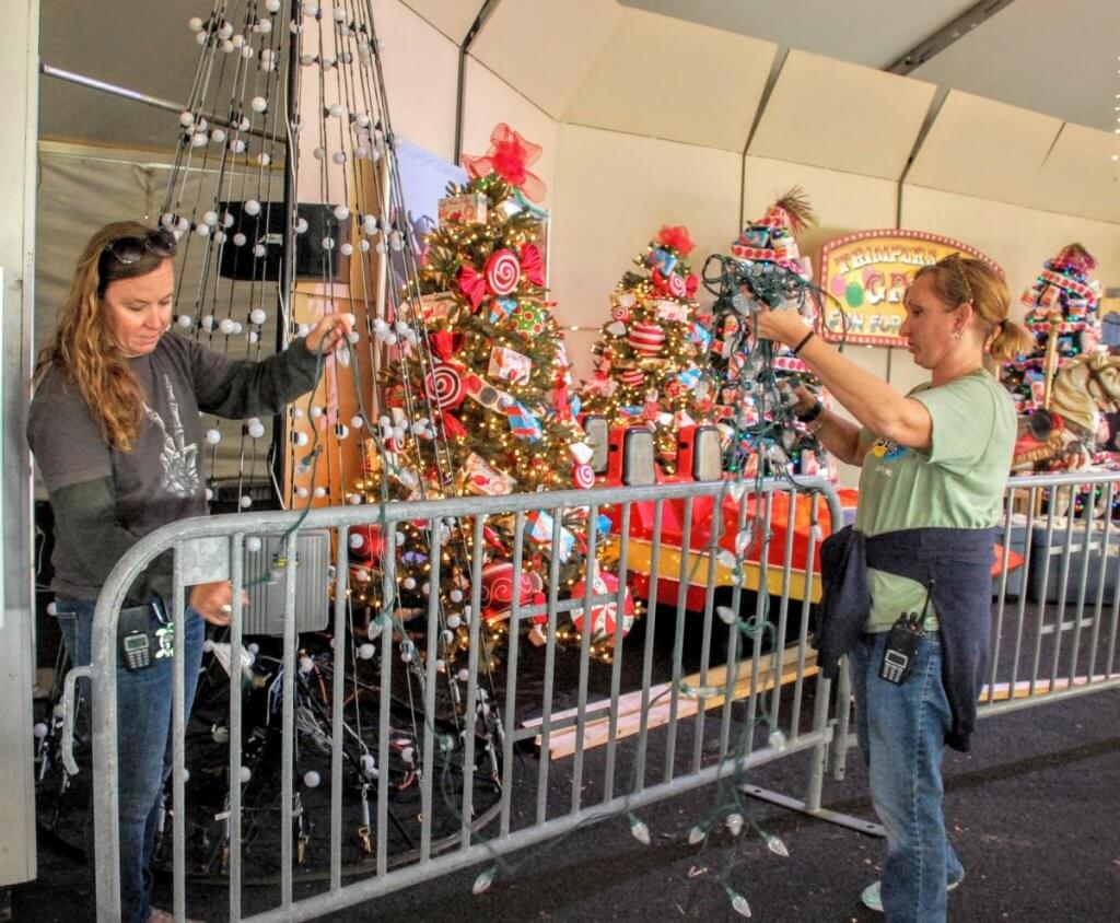 Heather Wiles and Lisa Mitchell have been with the town 14 years and 12 years respectively and have heped set up Winterfest of Lights every year.