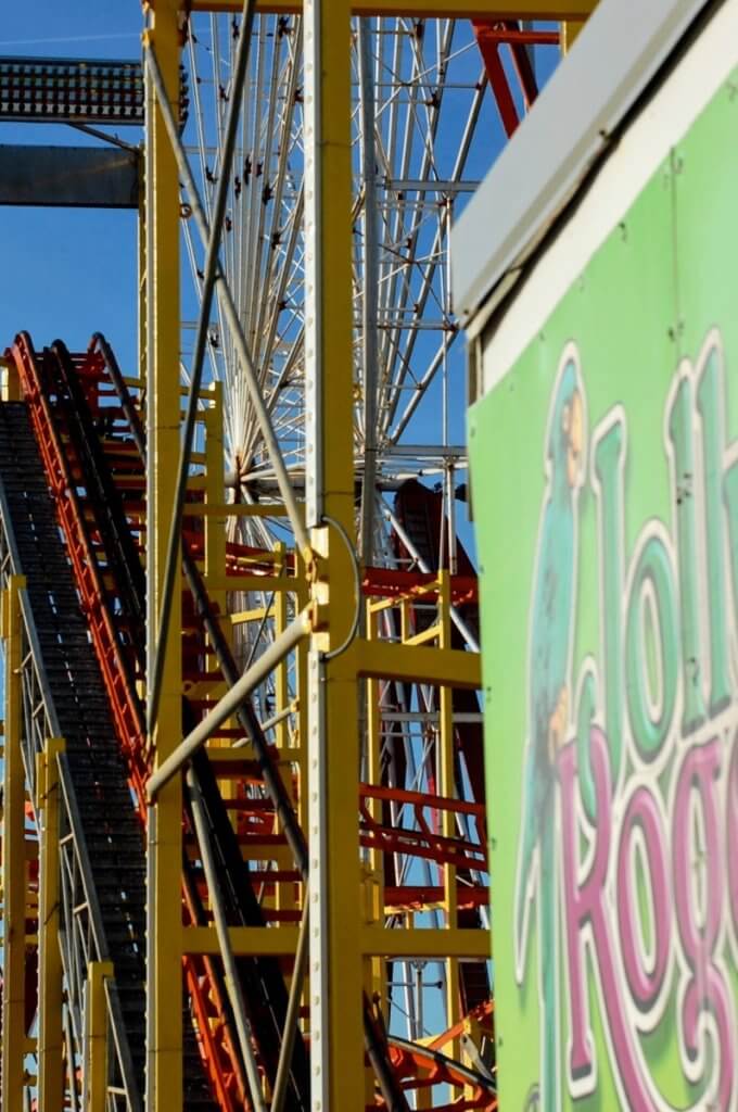 ferris wheel and roller coaster