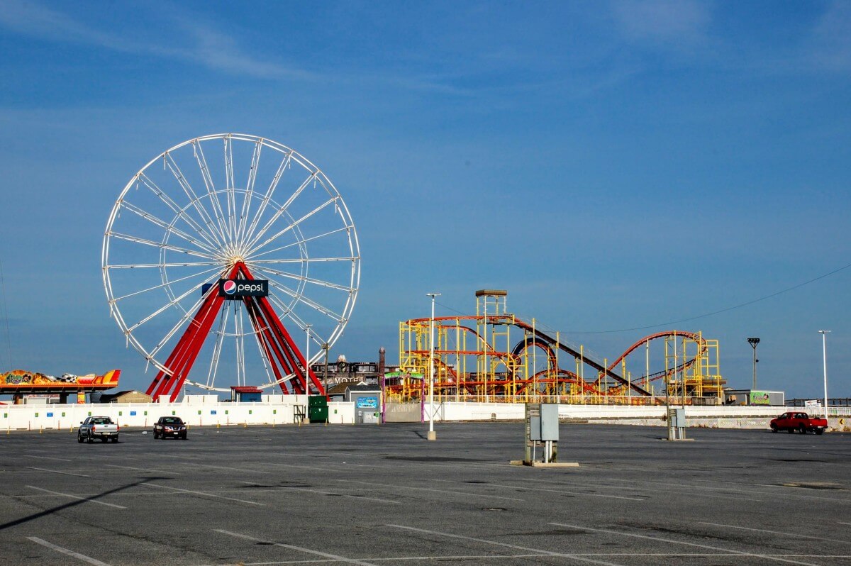 ferris wheel and roller coaster
