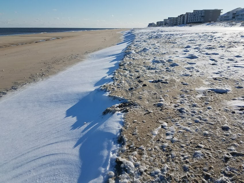 Snowy beach