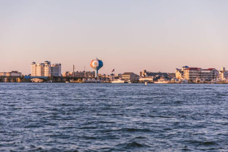 Ocean City Skyline from OC Bay Hopper Shore Craft Beer Cruise