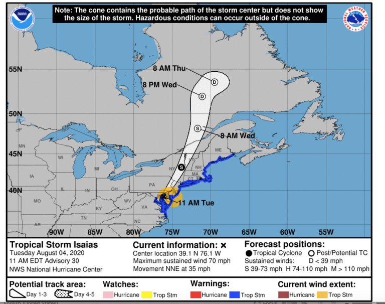 The Latest on Tropical Storm Isaias