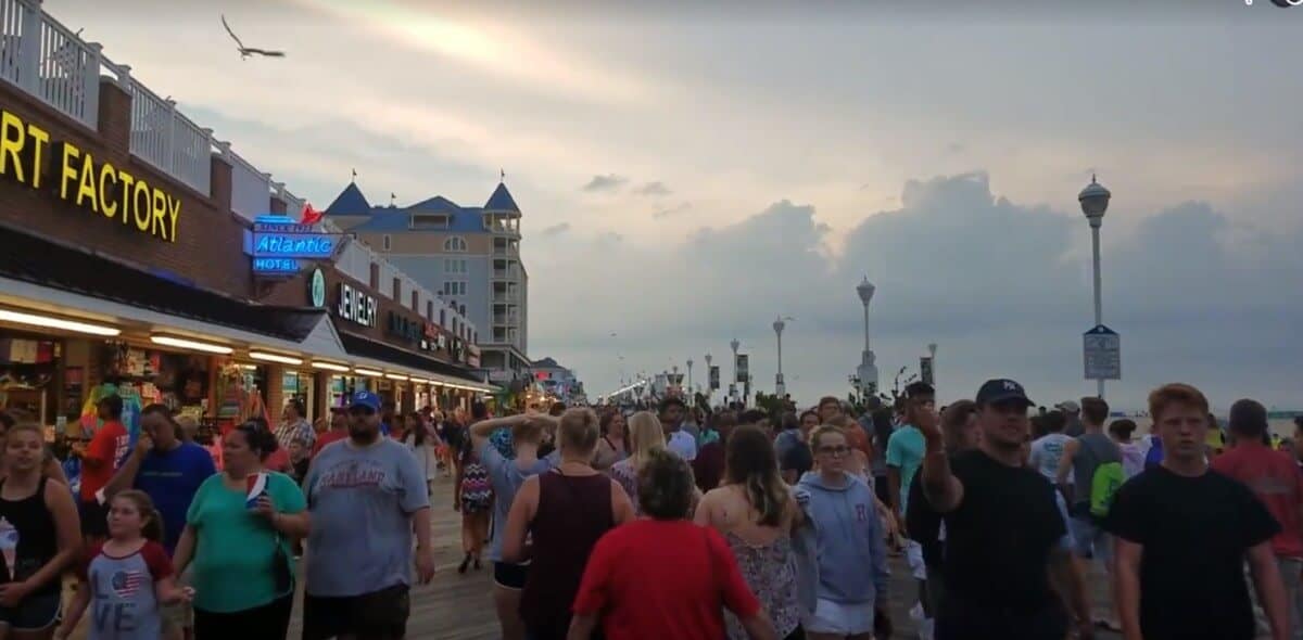 Crowded Boardwalk evening