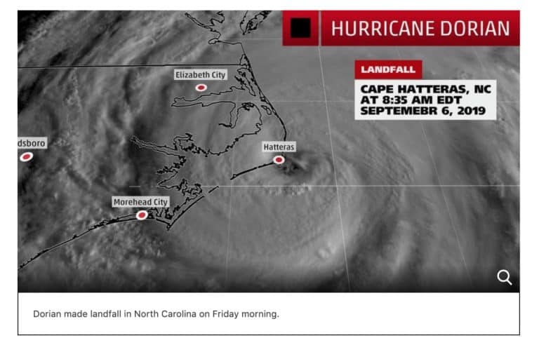Dorian Made landfall Sept 6