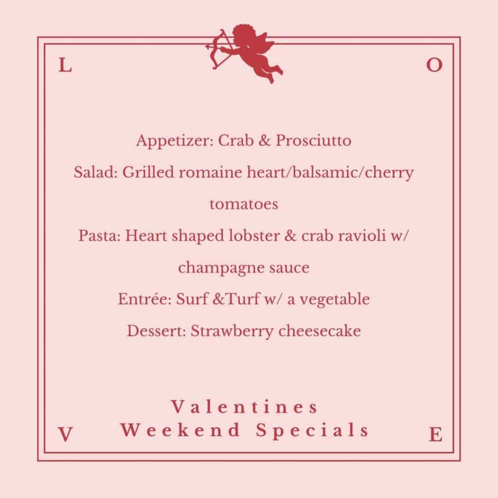 Pickles Pub Valentine's Day Menu