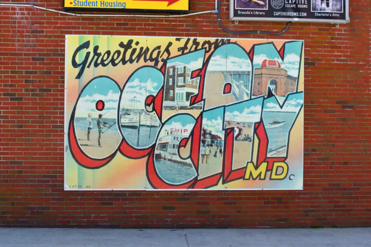 Ocean City postcard mural
