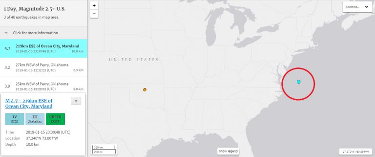 4.7-Magnitude Earthquake Reported Near the Coast of Ocean City
