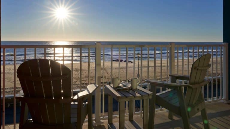 Hotel Balcony Overlooking the Beach and Ocean