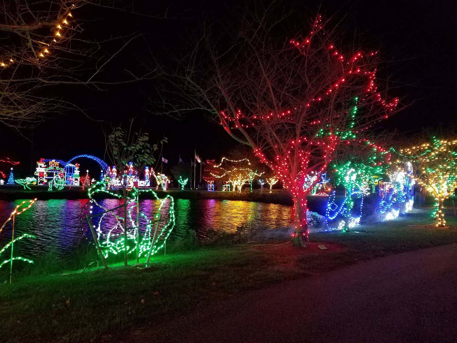 Lights across the water at Winterfest of Lights in Ocean City