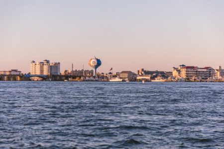 Ocean City Skyline from OC Bay Hopper Shore Craft Beer Cruise