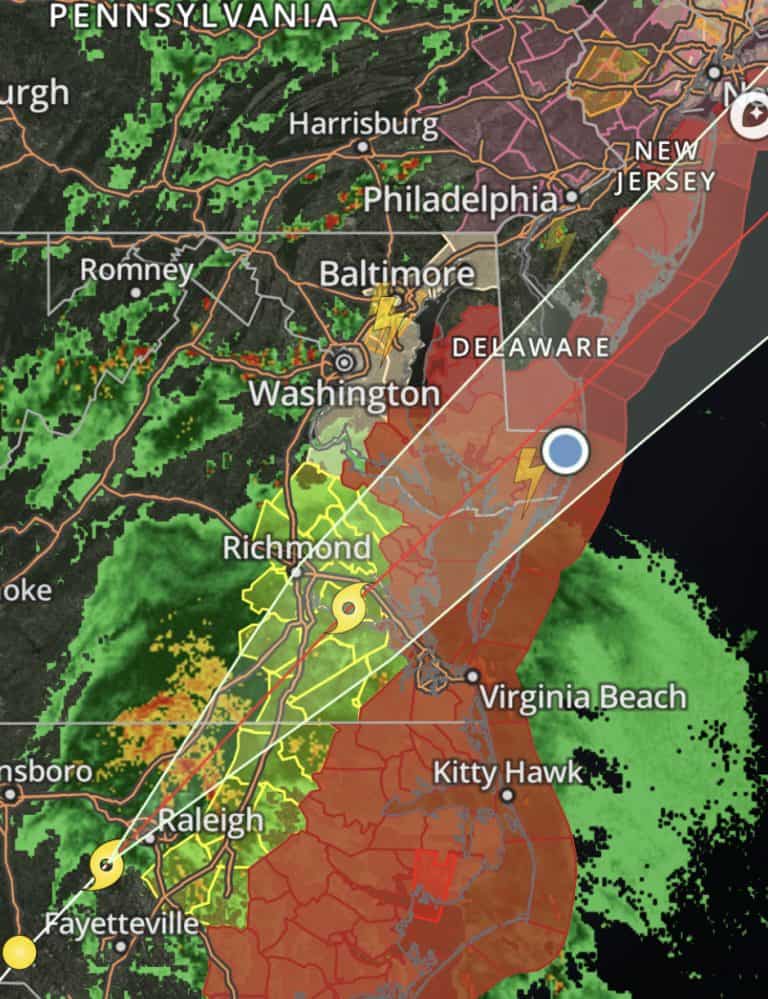 Tropical Storm Elsa near Ocean City