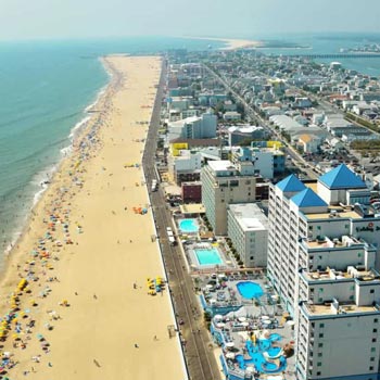 Ocean City Maryland Boardwalk and Beach view from the sky