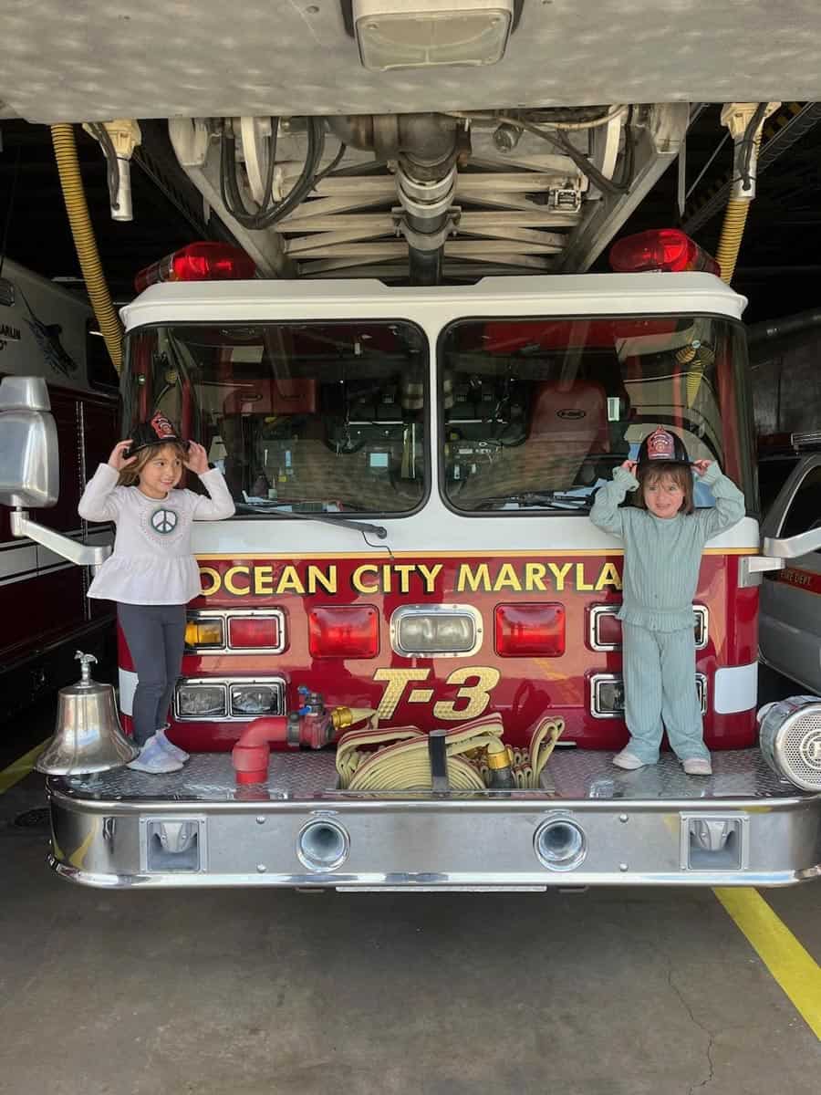 Visiting the fire station, and taking a tour of the fire trucks.