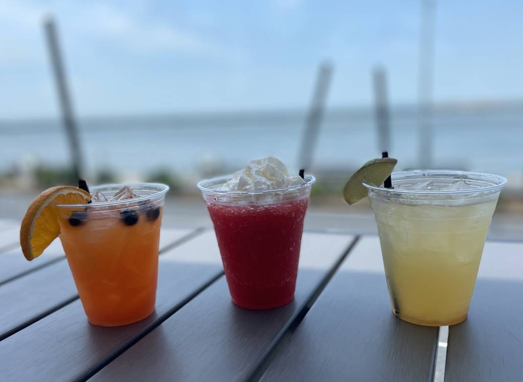 drinks at the wedge overlooking the inlet in ocean city md