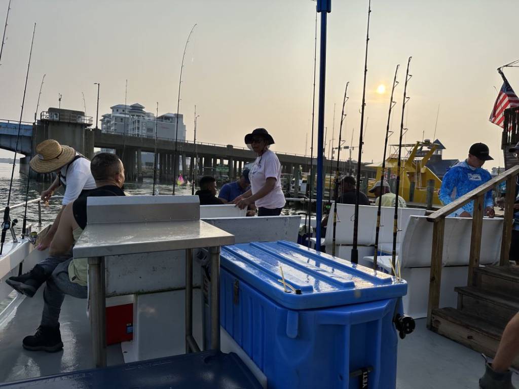 Leaving the Angler dock as the sun rises in Ocean City.