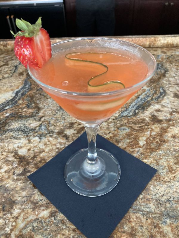 strawberry infused gin fizz martini