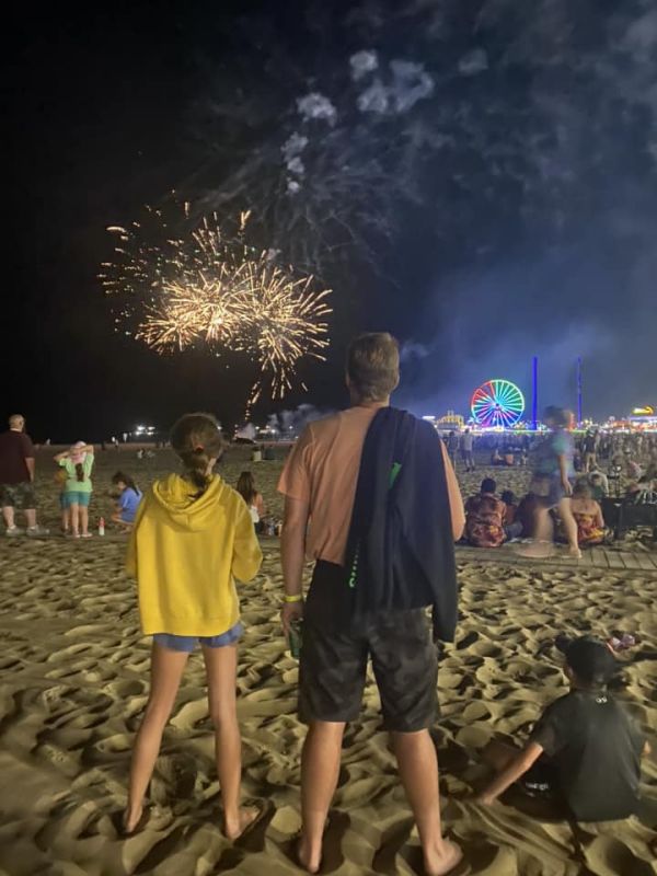 Enjoying the fireworks in Ocean City MD