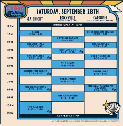 Ocean's Calling Schedule 2024
