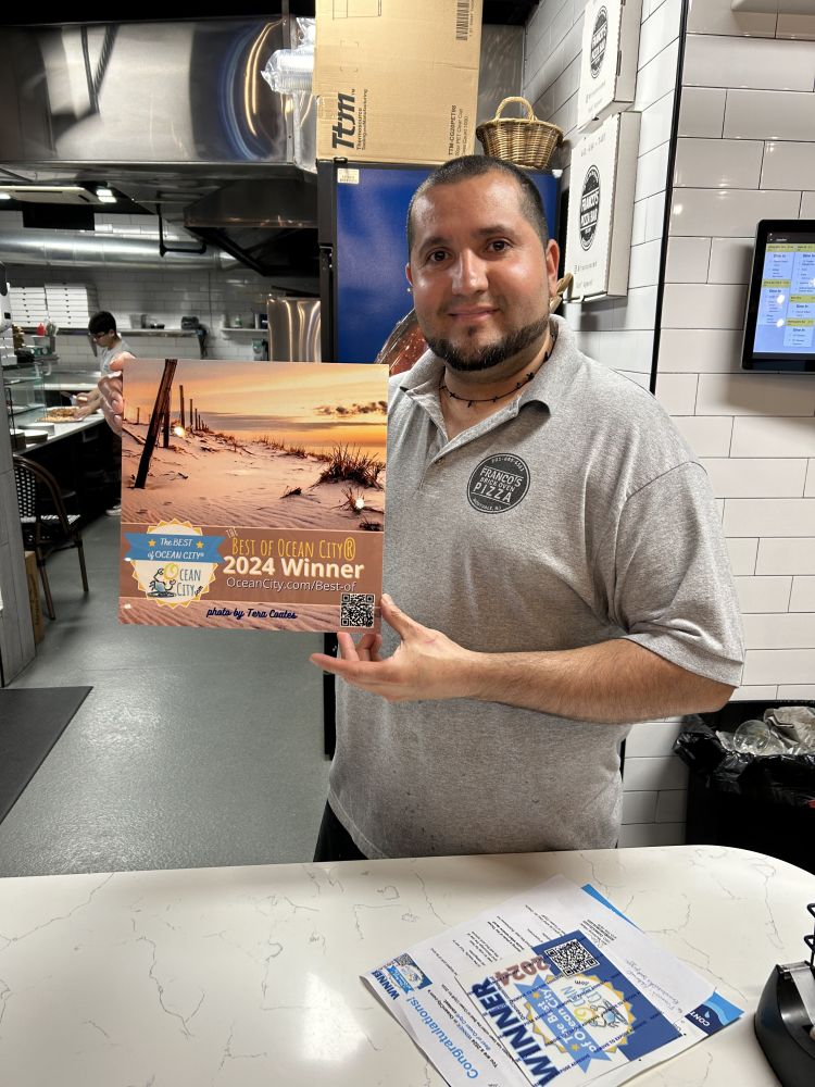 Franco's Pizza wins the 2024 Best of Ocean City award for Best pizza on the boardwalk.