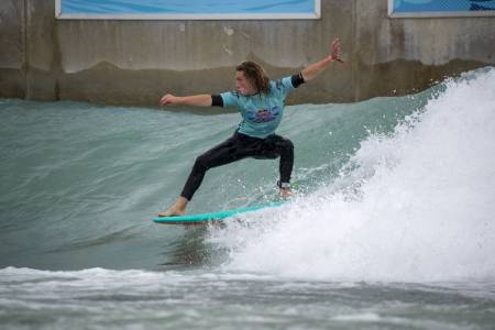 Slater Finn shreds the waves in Waco, Texas.