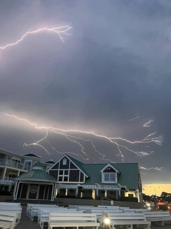 lightning above ocean city
