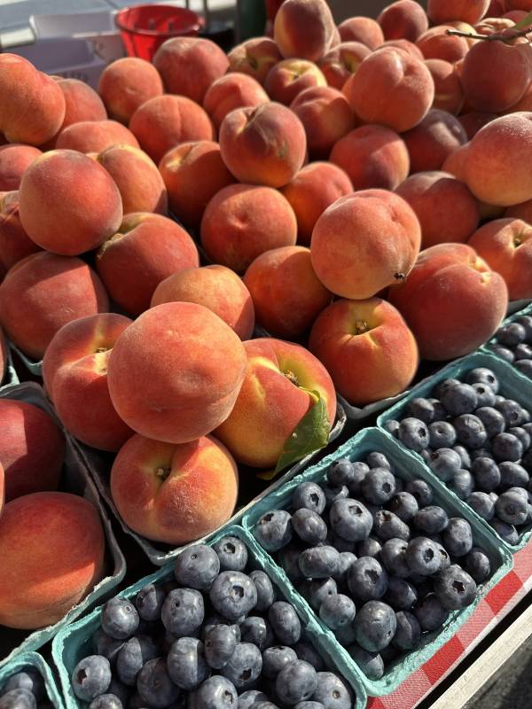 farmers market in berlin maryland - fresh peaches and blueberries