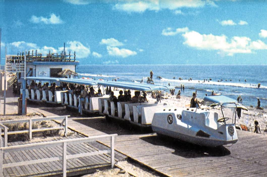 historic photo of the ocean city boardwalk tram