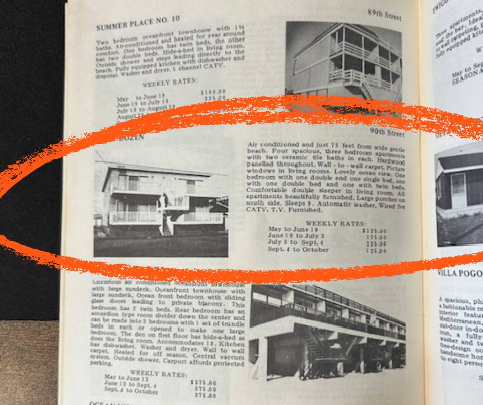 Old advertisement for Half Dozen condos in Ocean City Md