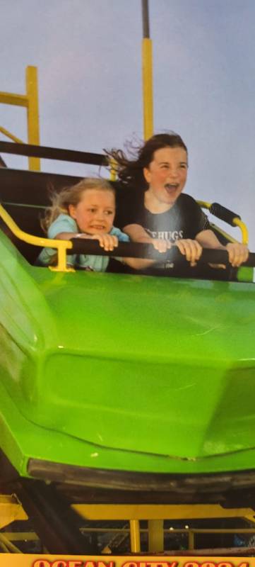 Two girls on the rides in Ocean City Md