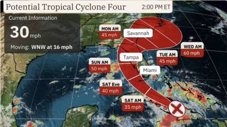 tropical cyclone - Debby - may bring off-shore wind mid-week to effect White Marlin Open in Ocean City MD