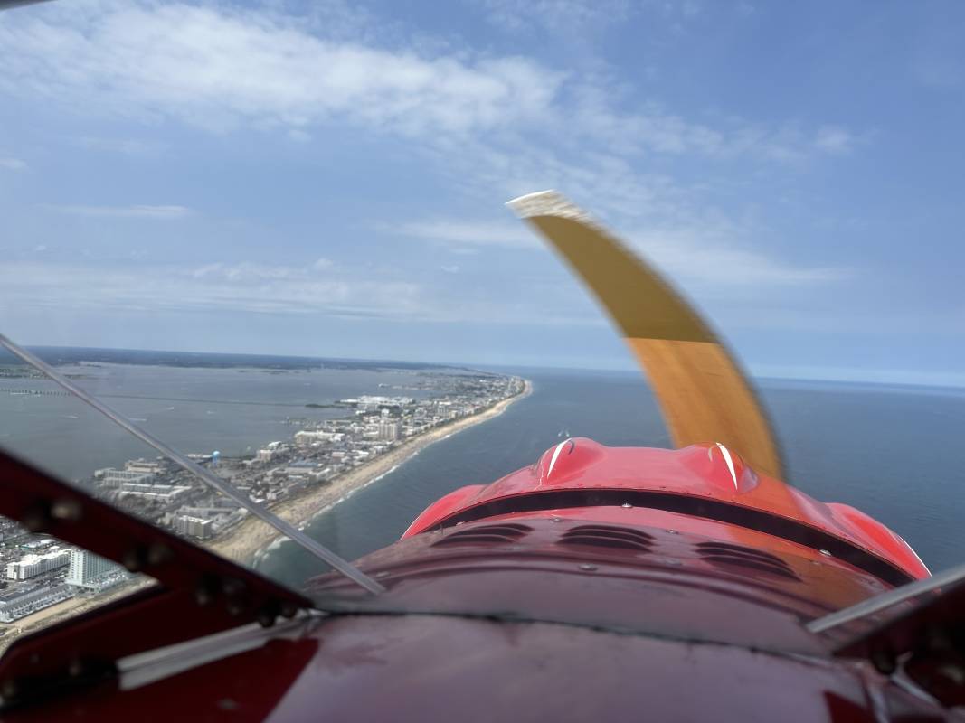 view from a biplane above ocean city md