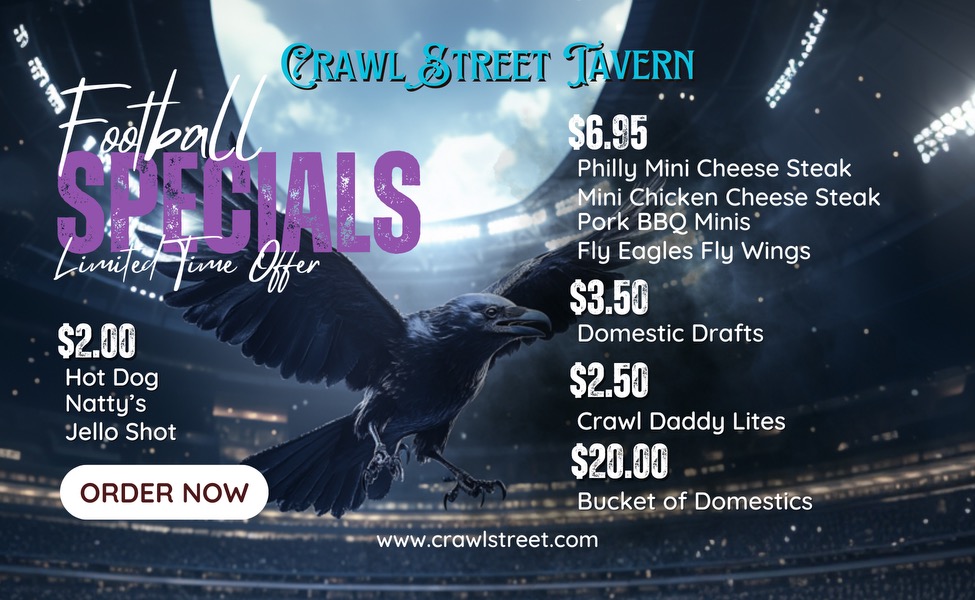 Crawl Street Tavern football specials - Ravens