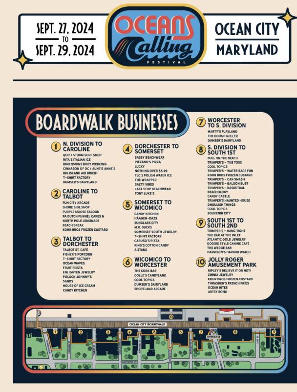 boardwalk businesses inside the Oceans Calling Festival grounds