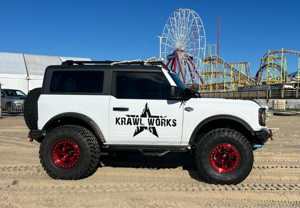 Krawl Works bronco in front of the ocean city ferris wheel