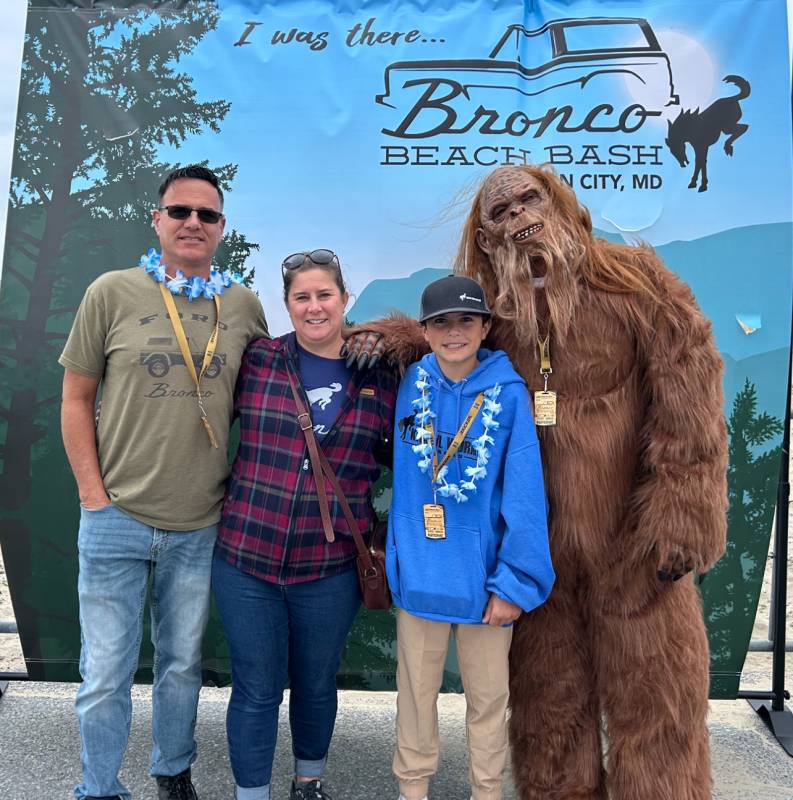 Yeti with fans at the Bronco Beach Bash