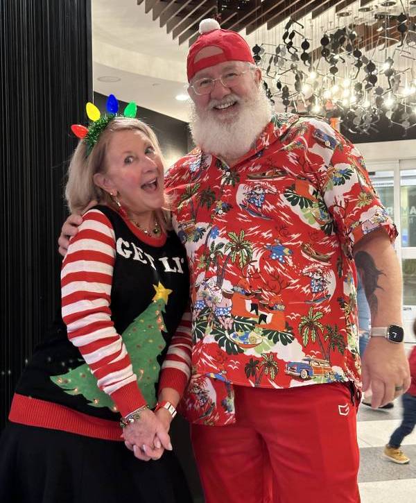 Santa and his elf at the lets get lit shore craft beer fest in ocean city md
