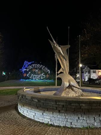 White Marlin water feature for holidays