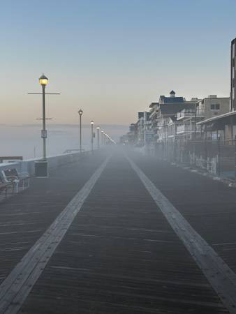 Foggy boardwalk
