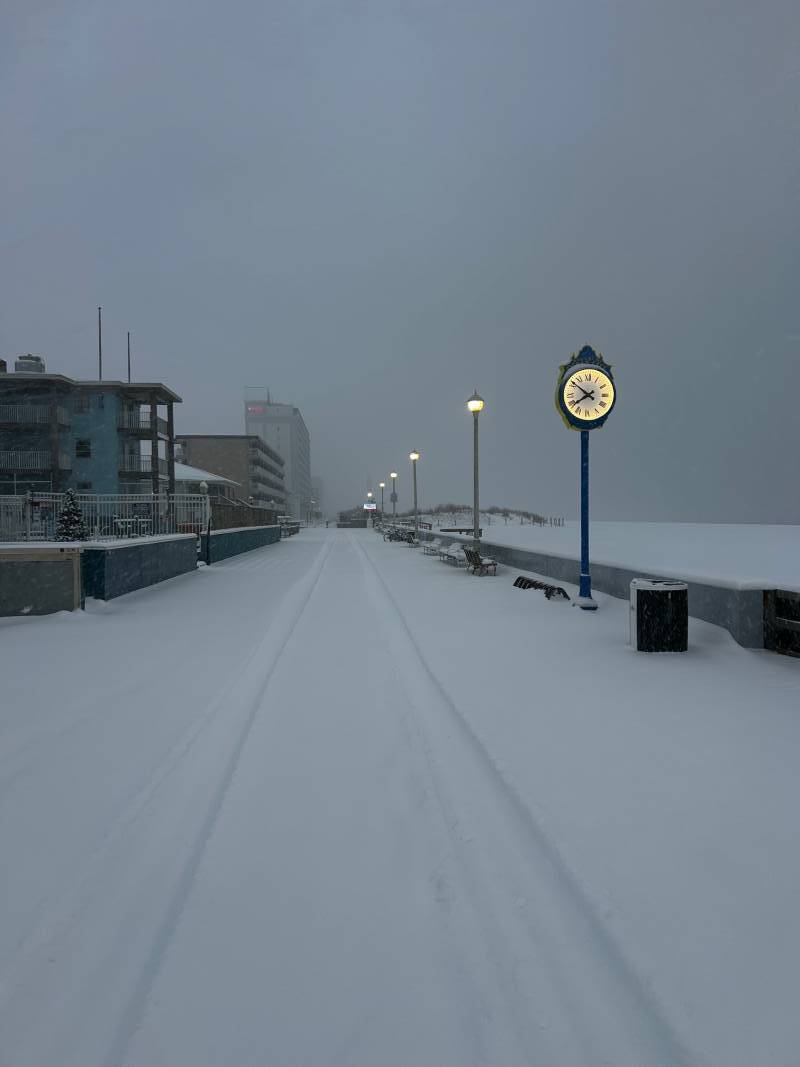 snowy boardwalk