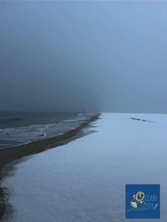 Snowy shoreline