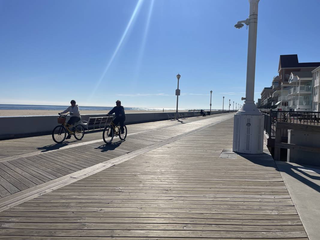 bike riding on the Boardwalk Ocean City Md