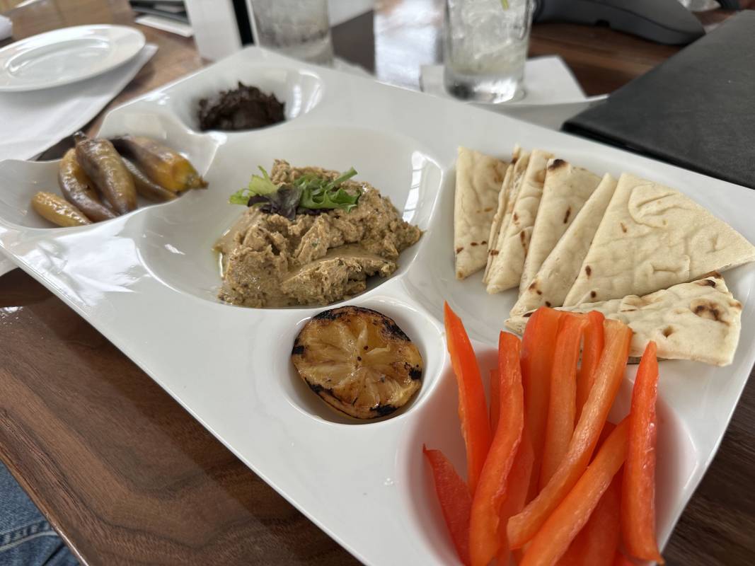 baba ghanoush appetizer at the hideaway by seacrets