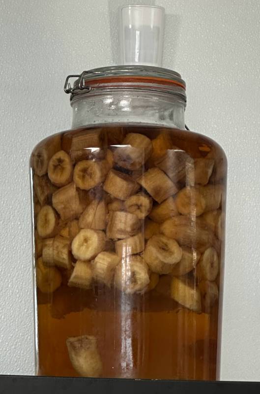 Banana infused rum just waiting to be added to the Banana Banshee cocktail at the Hideaway by Seacrets.