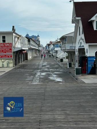 boardwalk on wet morning