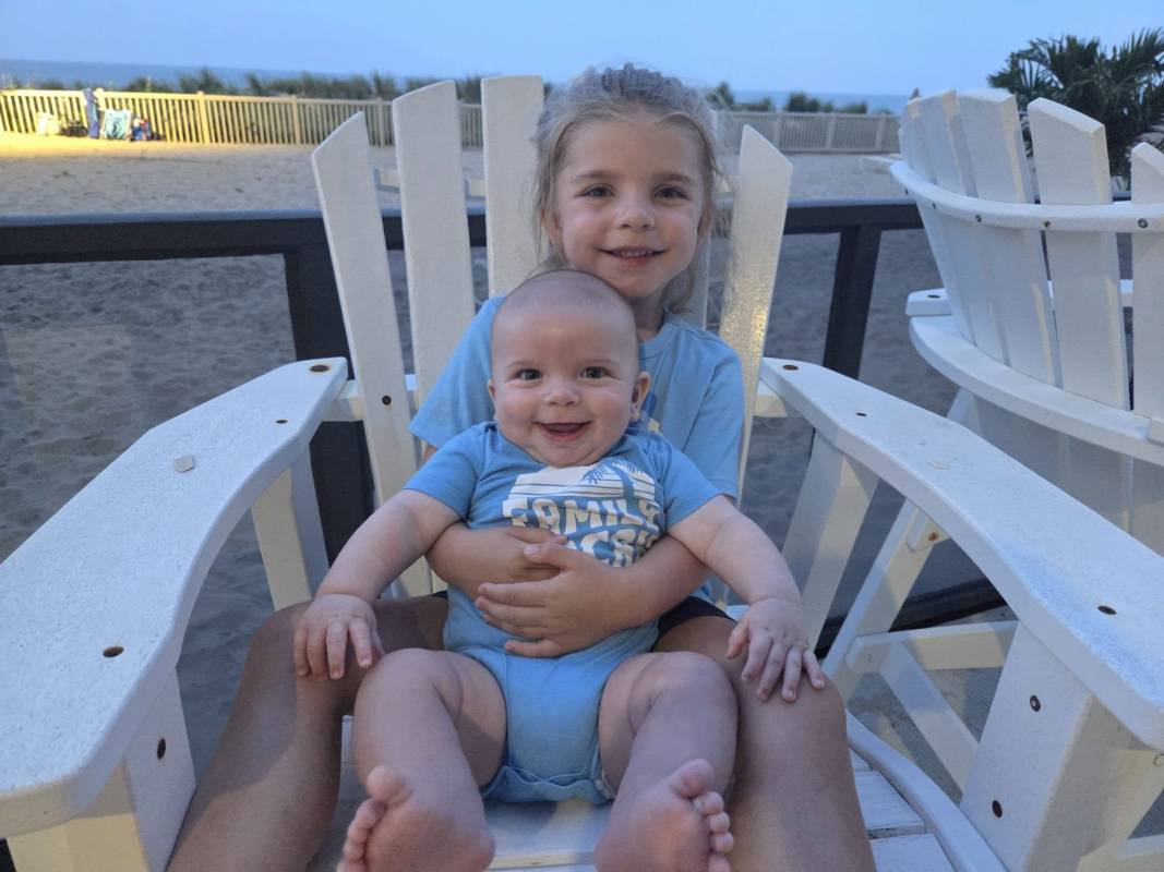 photo Friday Danielle Bozic Last night on the beach in their matching vacation shirts!